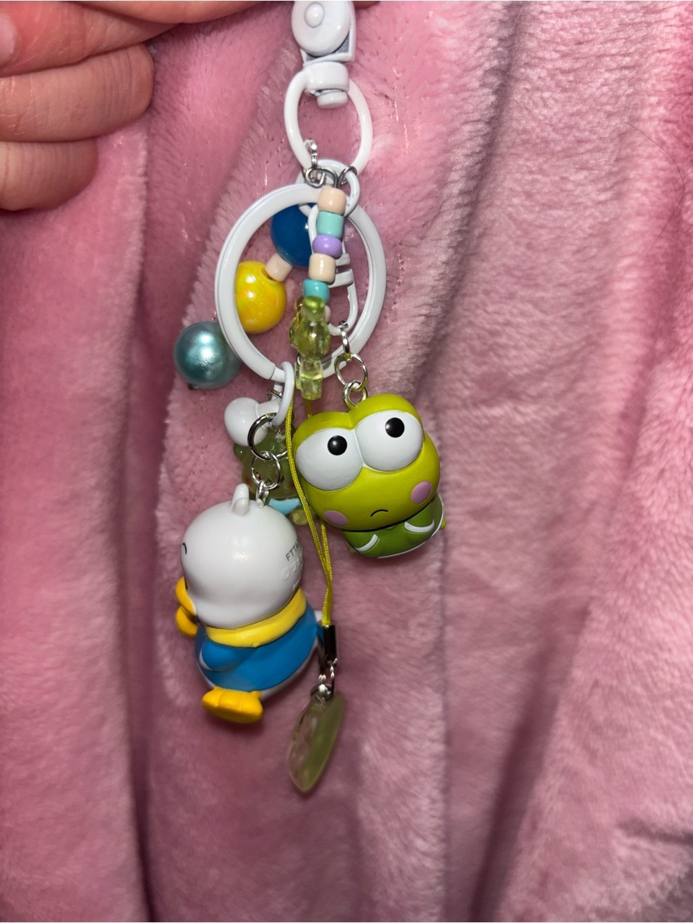Sanrio Peckle & Keroppi Beaded Keychain Charm Kawaii Bag Charm Frog Duck